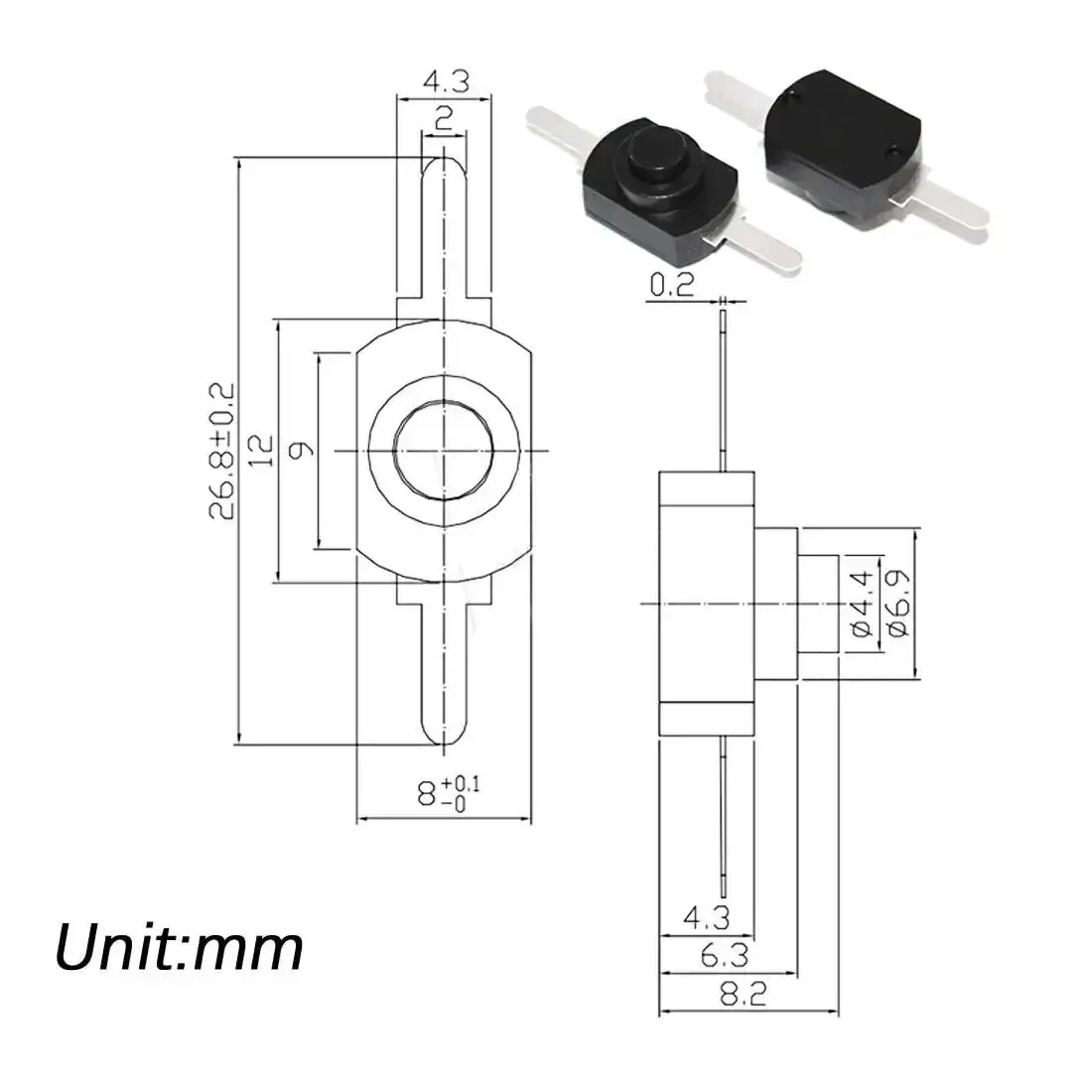 Black Latching Mini On Off Push Button Switch Self Lock Micro Switch 2 Pin DC 30V 1A For Flashlights Lamps DIY Projects SMD Type 12x8x8mm Compact 2 Pin Mounting With Durable Black Finish Ideal For Wall Outlets Battery Torches - Image 4