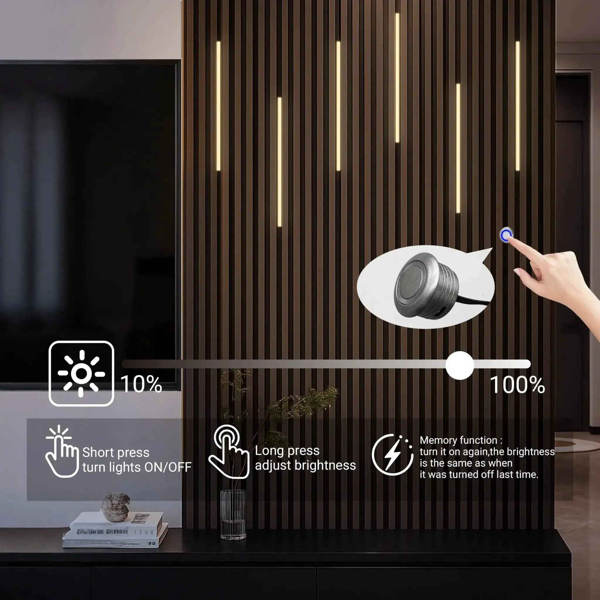 Black LED Recessed Lighting Kit Dope Six Pack Sixteen Inch 3000K Dimmable Warm White Lights With Touch Switch For Wood Slat Wall Panels Headboards Stairs Under Cabinet Home Decor DIY Friendly - Image 7