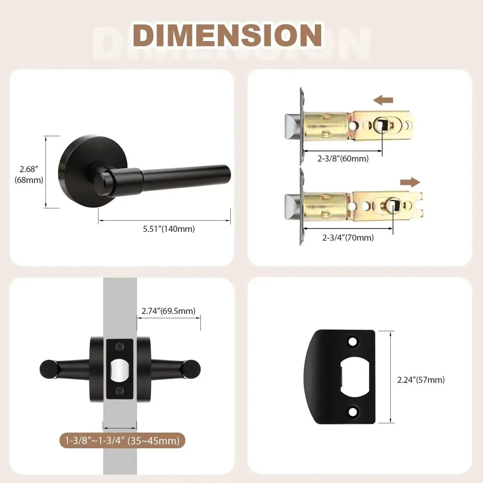 Black Passage Door Handles Three Pack Heavy Duty Reversible Non Locking Lever For Interior Doors Ideal For Hallways And Closets With Adjustable Latch And Smooth Operation Easy Install - Image 7