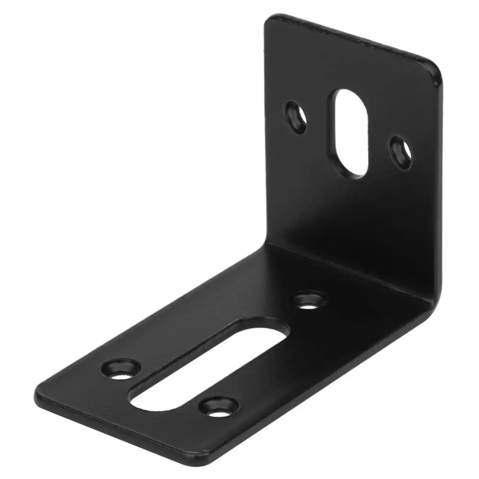 Black Slotted L Bracket Set Slightly Adjustable Corner Braces 66 Lb Capacity One Eighth Inch Thick Hot Rolled Steel Powder Coated Three And One Quarter Inch Long Two And Three Eighth Inch High One And Three Quarter Inch Wide Ten Pack