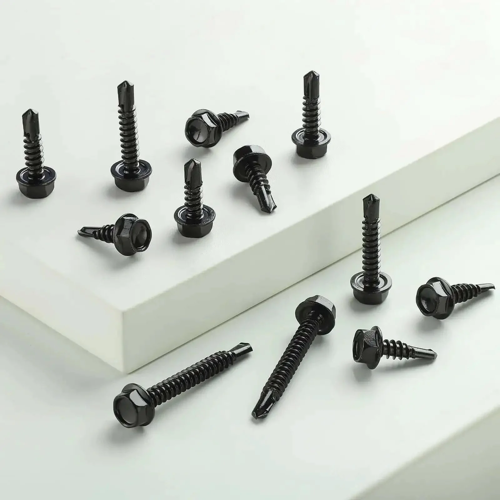 Black Zinc Stainless Self Tapping Screws Set, 121 Piece, 410 Stainless, Self Drilling For Metal, Hex Washer Head, Black Finish, Five Eighths Inch To One And A Half Inch, Heavy Duty Pro Grade, Rust Resistant Kit For Sheet Metal Projects - Image 5