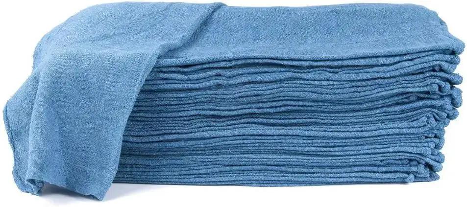 Blue 12x14 Inch Shop Towels Set Of 50 Reusable 100 Percent Cotton Cleaning Cloths For Auto Shop Mechanic Garage Kitchen Industry Home Highly Absorbent Lint Free Bulk Rags - Image 4