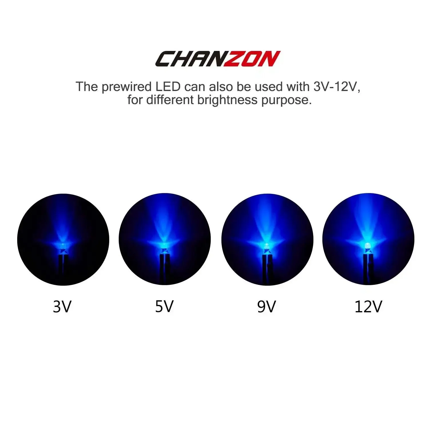 Blue 3mm Pre Wired LED Diodes 20 Pack With 560 Ohm 0.25W Resistor And 24 AWG Wire Clear Round Lens DC 12V Dash Illumination Indicator Lights For Automotive Projects - Image 4