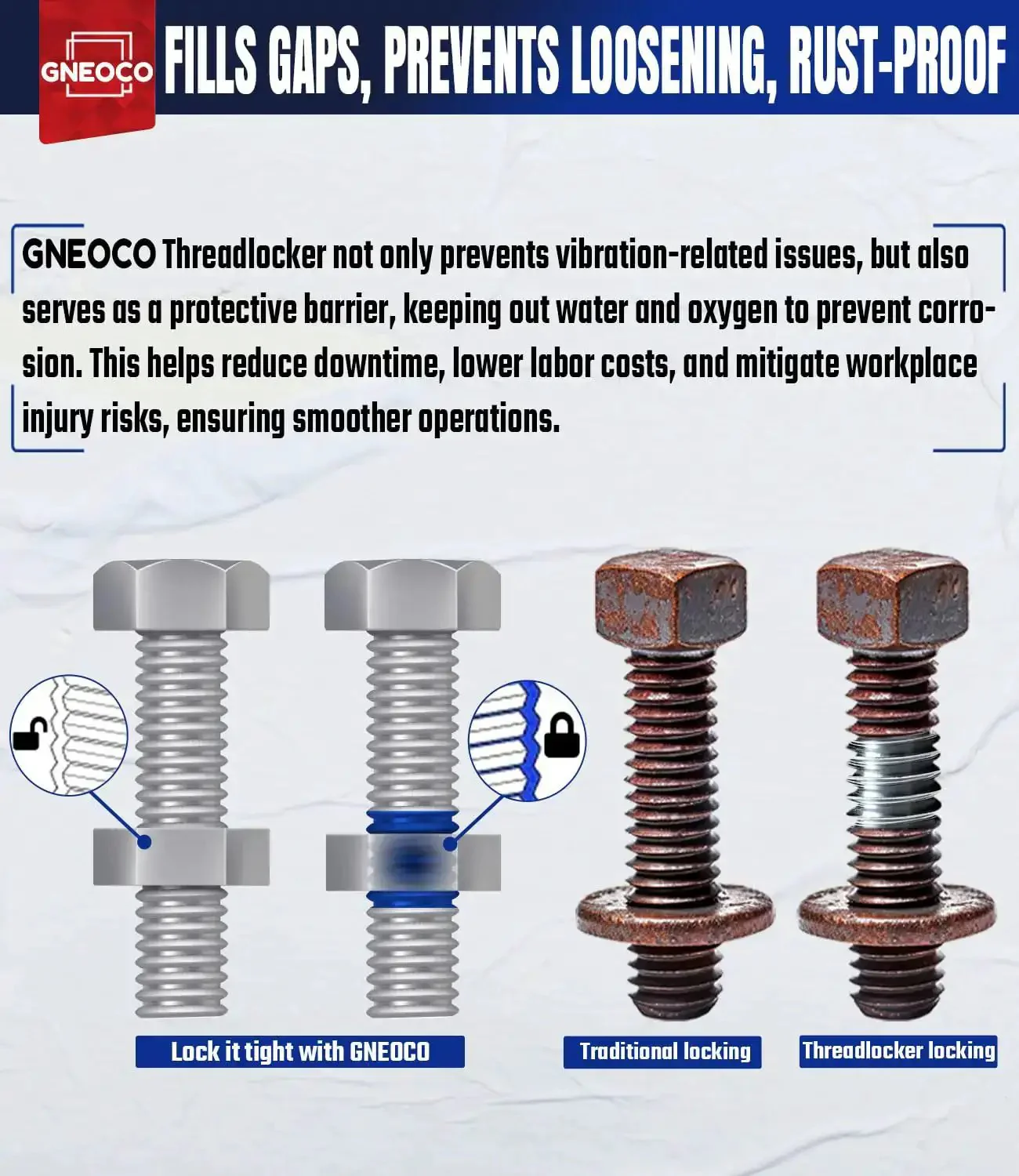 Blue And Red Thread Lock For Nuts Bolts And Fasteners Medium High Strength Lock Tight With Anaerobic Curing To Prevent Loosening And Corrosion On Metals Easy To Use With 20 Minute Initial Cure 100ml - Image 7