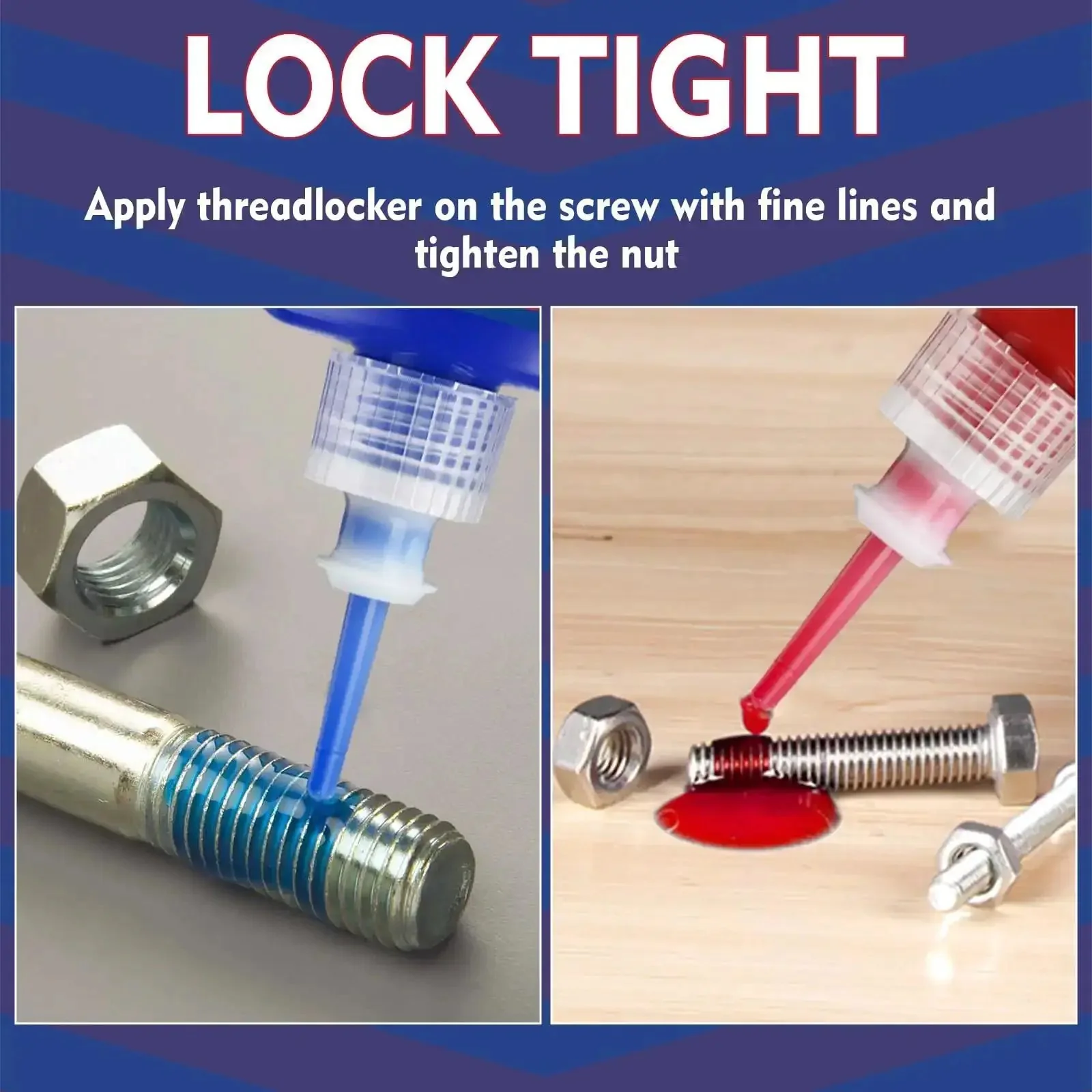 Blue And Red Thread Locker Kit For Nuts Bolts And Metal Fasteners, Medium And High Strength, Prevents Loosening From Vibration, Seals Against Leaks, No More Wobble, 50 Ml Each, 2 Pack - Image 7