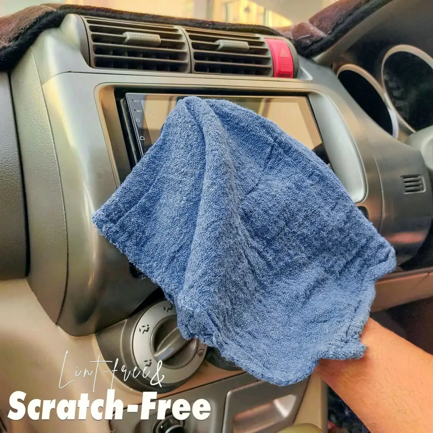 Blue Cotton Shop Towels Pack Of 150 12x14 Inches Absorbent Cleaning Rags Multipurpose Wipes For Auto Garage Home Reusable Lint Free Streak Free Cleaning - Image 2