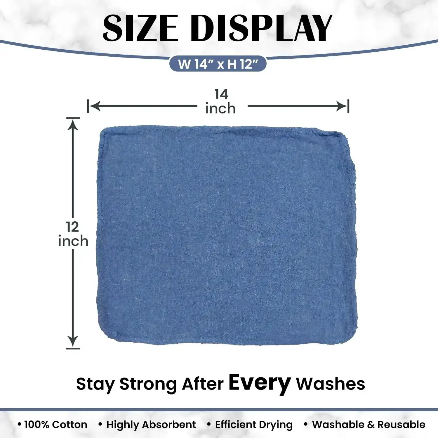 Blue Cotton Shop Towels Pack Of 150 12x14 Inches Absorbent Cleaning Rags Multipurpose Wipes For Auto Garage Home Reusable Lint Free Streak Free Cleaning - Image 7