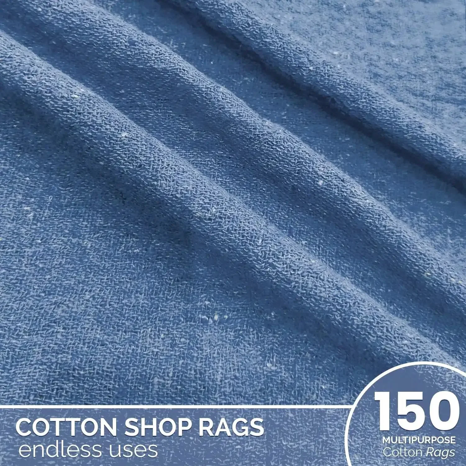 Blue Cotton Shop Towels Pack Of 150 12x14 Inches Absorbent Cleaning Rags Multipurpose Wipes For Auto Garage Home Reusable Lint Free Streak Free Cleaning - Image 8