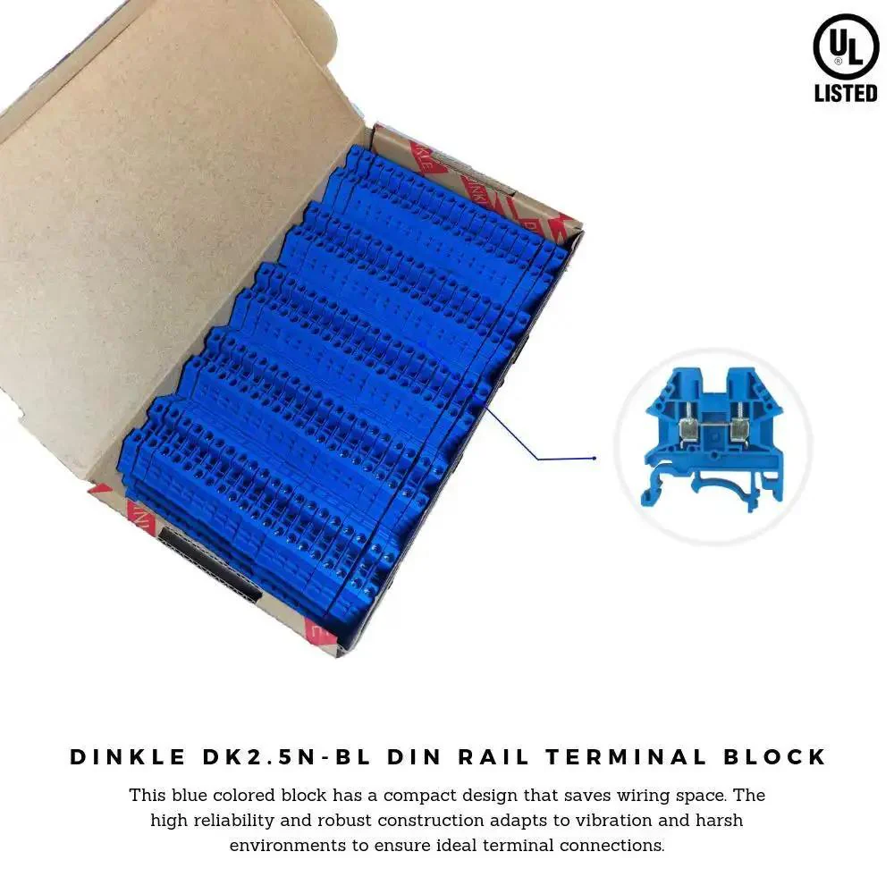Blue DK2.5N-BL DIN Rail Terminal Block Screw Type With UL 600V 20A 12-22AWG Go-To Compatibility High Reliability Compact Wire Space Saver Pack Of 100 For Industrial Projects - Image 7