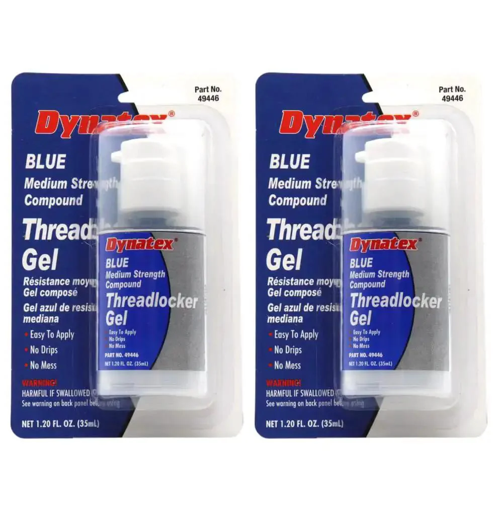 Blue Gel Threadlocker, Medium Strength, 1.20 Oz Bottle, Removable With Hand Tools, Locks Metal Fasteners, Vibration And Solvent Resistant, 2-Pack For Disassembly And Future Maintenance