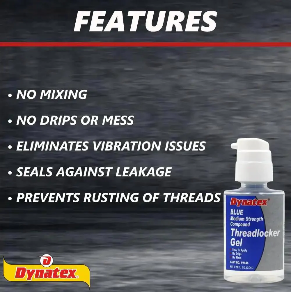Blue Gel Threadlocker Medium Strength For Metal Fasteners Removable With Hand Tools 1.20 Oz Bottle Keeps Bolts And Screws Locked Tight No Sweat Through Vibration And Solvent Exposure - Image 7