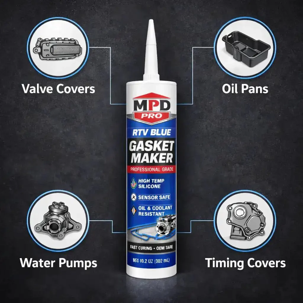 Blue High Temp RTV Gasket Maker Sealant For Valve Covers And Oil Pans, Sensor Safe And Oil Or Coolant Resistant, Perfect For Water Pumps And Rigid Flange Assemblies, 2 Pack Engine Bay Ready No Fuss And Stays Flexible In Heat And Vibration - Image 6