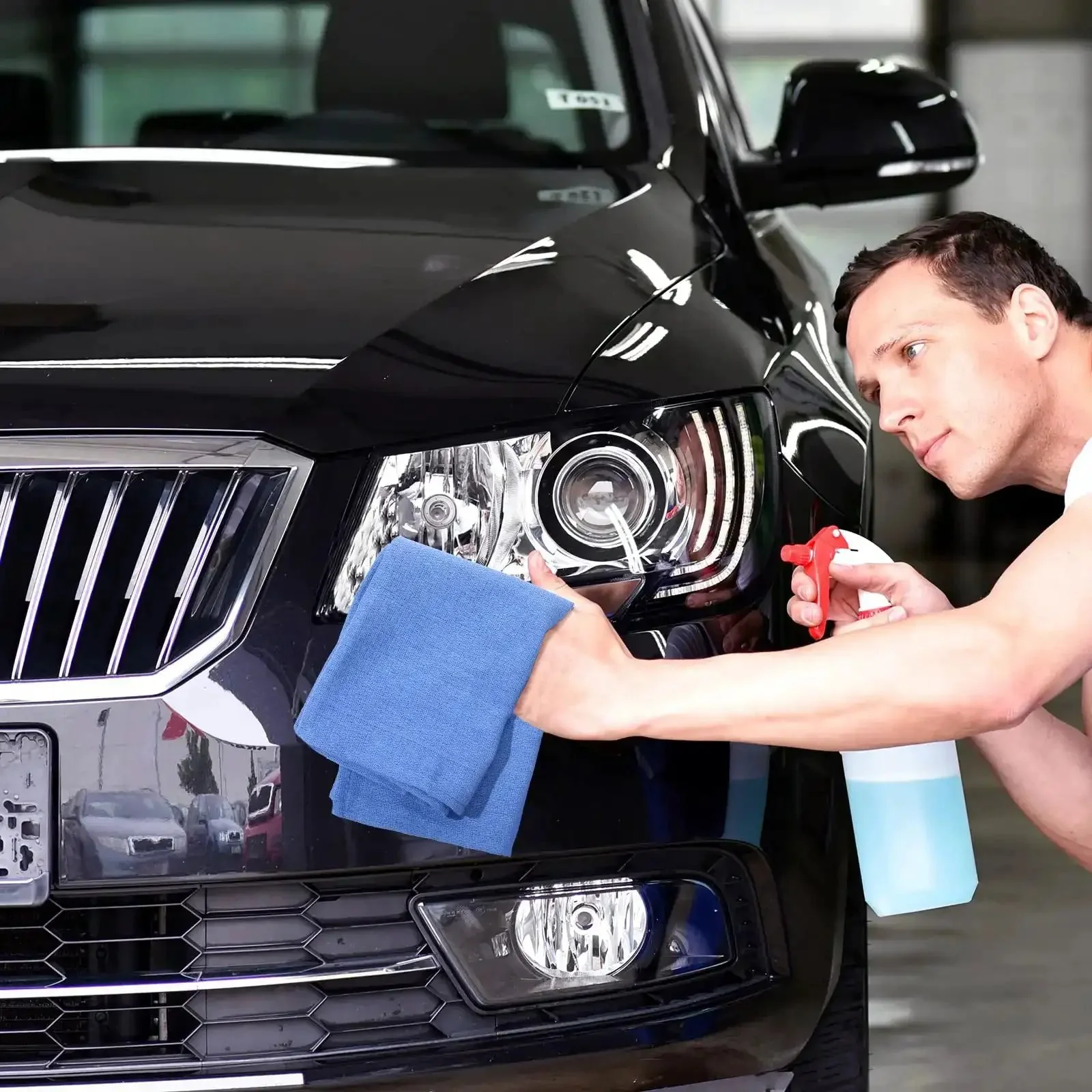 Blue Huck Towels 50 Pack Bulk Absorbent Cotton Shop Towels 25.2 By 16.93 Inches Great For Home Bars Hotels Auto Shops Garages And Cleaning Rags Rely On For Quick Wipes And Heavy Duty Cleaning - Image 3