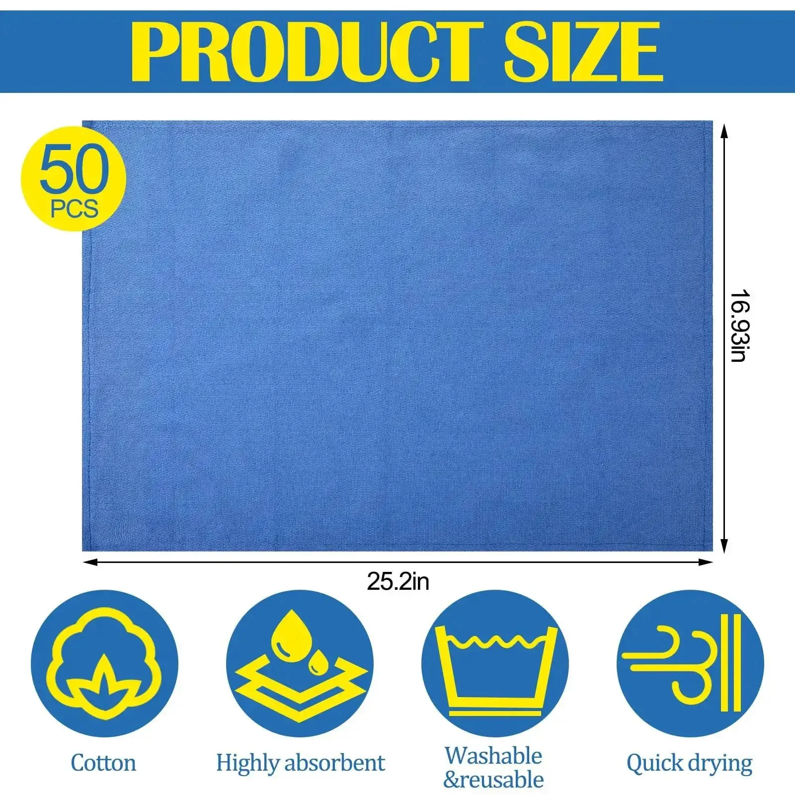 Blue Huck Towels 50 Pack Bulk Absorbent Cotton Shop Towels 25.2 By 16.93 Inches Great For Home Bars Hotels Auto Shops Garages And Cleaning Rags Rely On For Quick Wipes And Heavy Duty Cleaning - Image 7