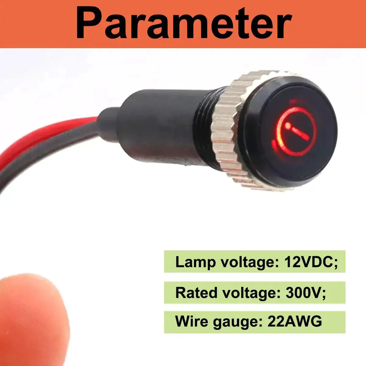 Blue LED Indicator Light For Dash Dope High Beam Signal, 12V Automotive Metal Indicator Lamp With 8 Inch Wire, 5/16 Inch Mount Hole, 22 AWG Cable, Blue Pilot Light For Vehicle Instrument Panel - Image 3
