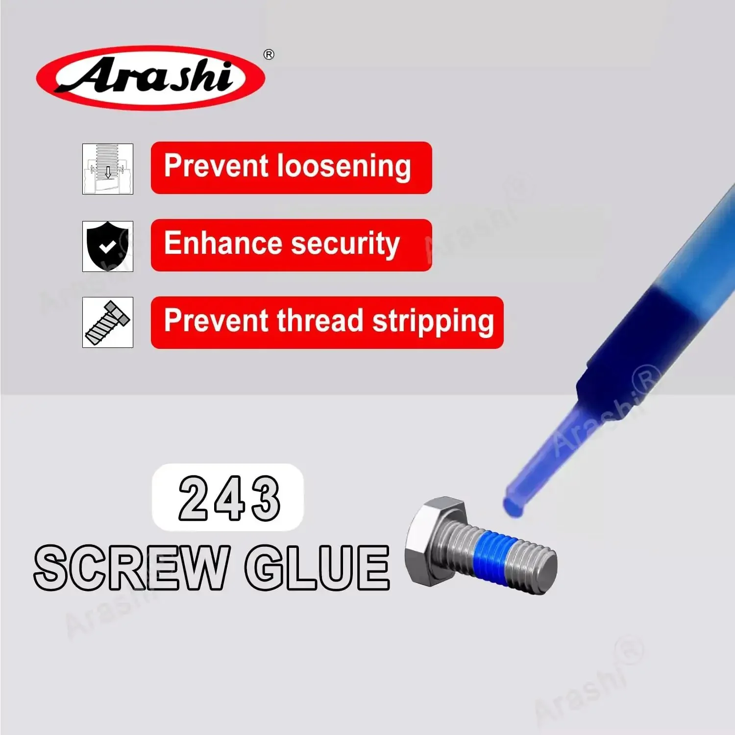 Blue Medium Strength Thread Locker For Bolts And Screws That Keeps Bolts Locked On Vibration, 2ml Adhesive Gel Preventing Loosening, Fills Gaps For Secure Nut And Metal Part Fastening, Easy Disassembly With Standard Tools, Pack Of Five - Image 3