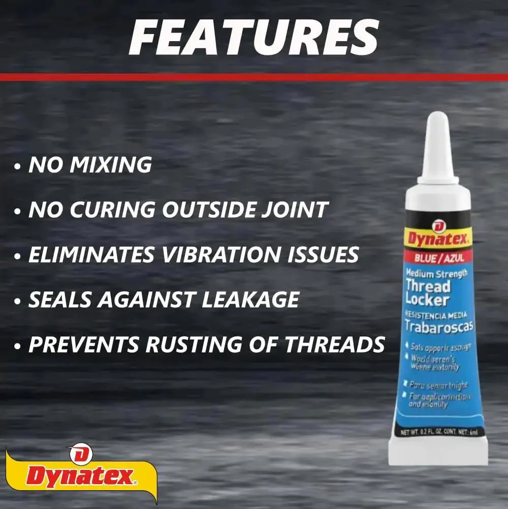 Blue Medium Strength Threadlocker 6ml Tube For Bolts And Fasteners Prevents Loosening From Vibration And Locks Tight Rust And Corrosion Protection For Cup Plugs Starter Mounts Oil Pan Valve Cover Bolts - Image 7