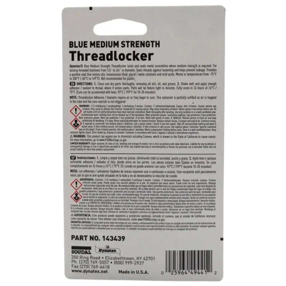 Blue Medium Strength Threadlocker 6ml Tube For Bolts And Fasteners Prevents Loosening From Vibration And Locks Tight Rust And Corrosion Protection For Cup Plugs Starter Mounts Oil Pan Valve Cover Bolts - Image 9