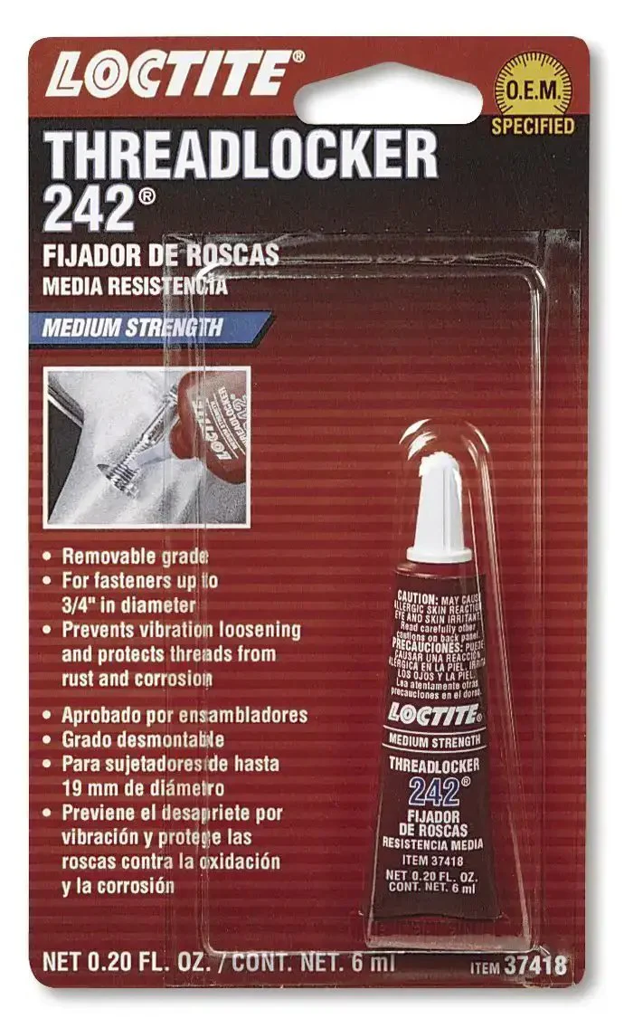 Blue Medium Strength Threadlocker For Nuts And Bolts One Quarter Inch To Three Quarter Inch That Locks Bolts Down To Beat Vibration Removable With Hand Tools Pack Of Twelve Six Milliliter Tubes
