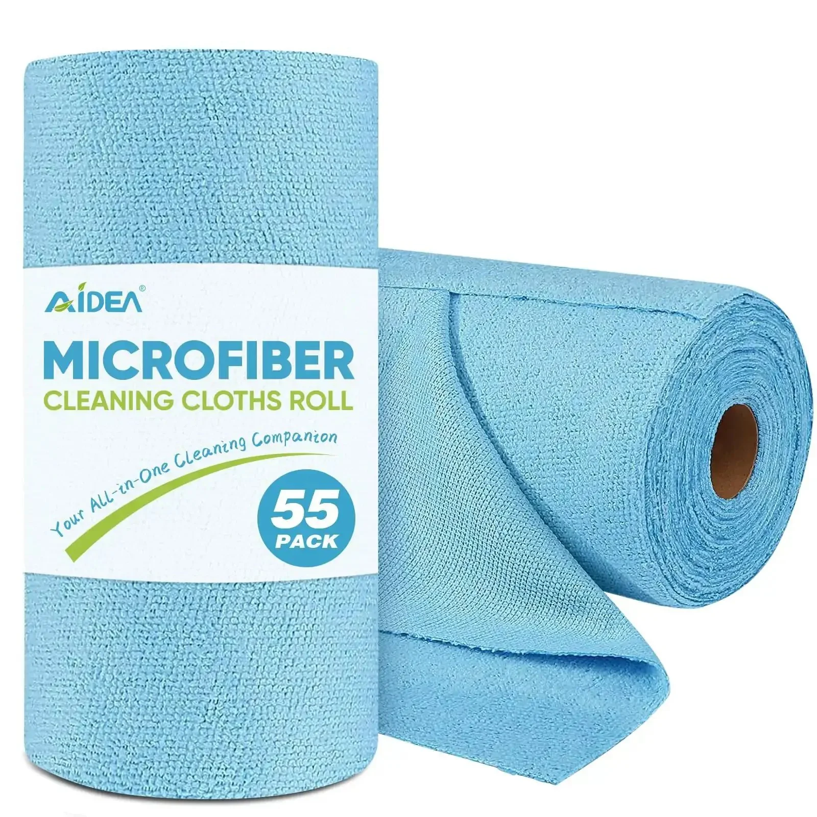 Blue Microfiber Shop Towels Roll With 55 Sheets Washable And Reusable 11x9 Inch Cloths For Cars Automotive Detailing Glass And Window Cleaning Home Kitchen And Workshop Rags