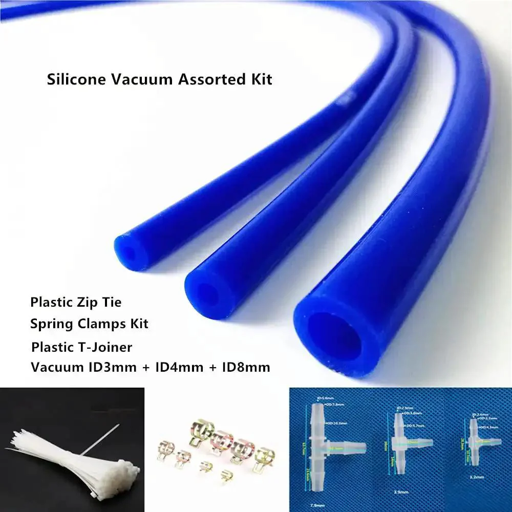 Blue Silicone Vacuum Hose Kit For Automotive Engine Turbo DIY Intake Or Radiator Hoses Universal High Performance 130 Psi 23Ft Total Length With ID 3Mm 4Mm 8Mm 10Ft 10Ft 3Ft Sections And Included Zip Ties And Clamp Kit - Image 4
