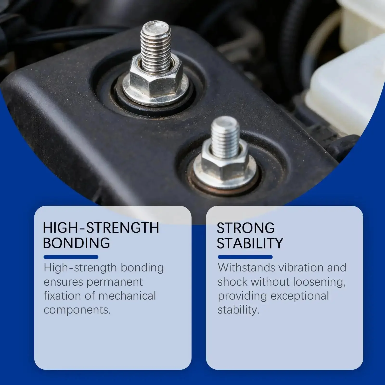 Blue Thread Locker For Nuts And Bolts, Medium To High Strength, Keeps Fasteners Tight, Prevents Loosening From Vibration And Shock, Resists Humidity And Extreme Temps, Helps Stop Leakage And Retains Service Life - Image 4