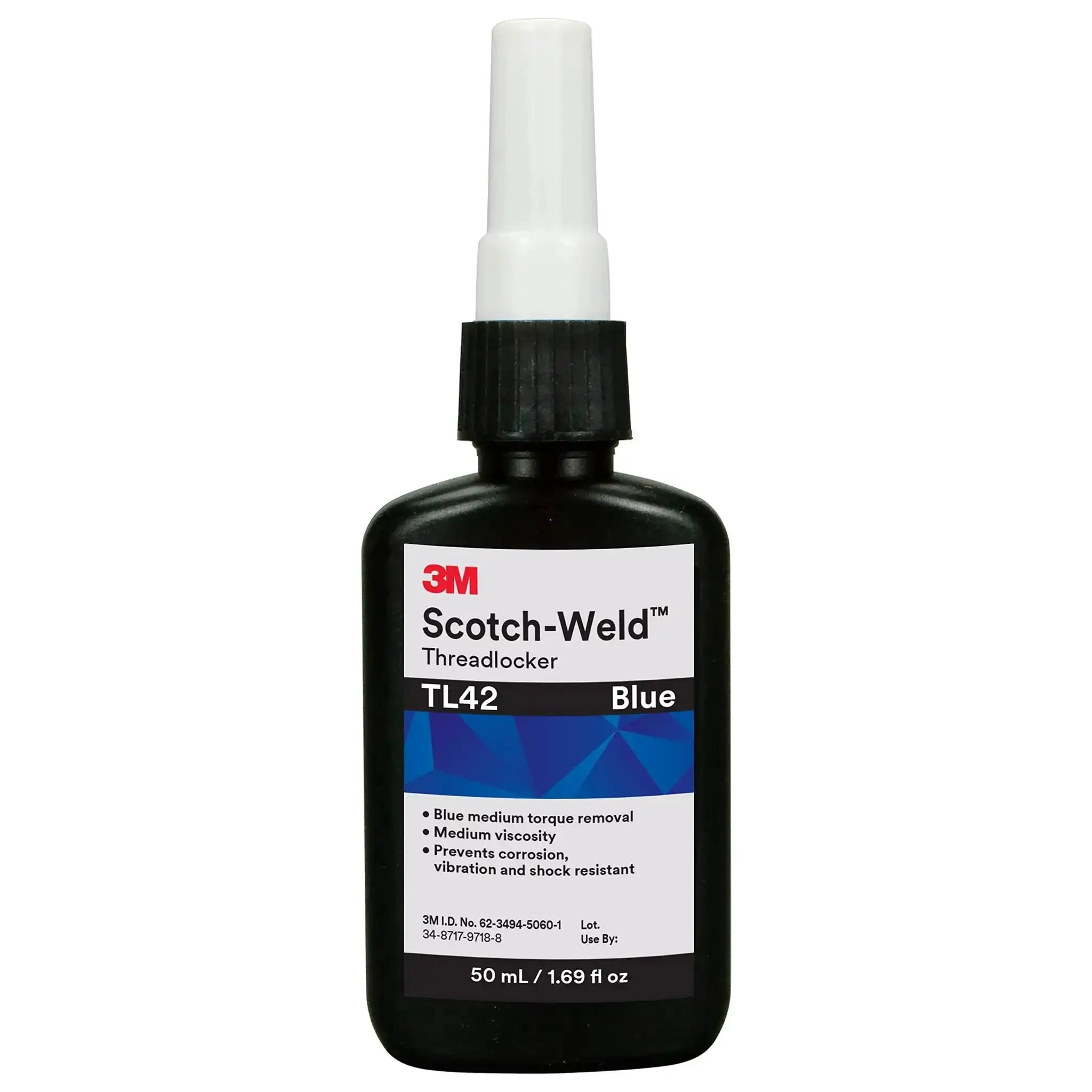 Blue Threadlocker TL42 50 mL Bottle Keeps Nuts And Bolts From Loosening With Vibration, Medium Removal Torque, Fills And Seals Threads To Stop Rust, Corrosion And Leaks, Eliminates Lock Washers, Long Open Time, Quick Cure