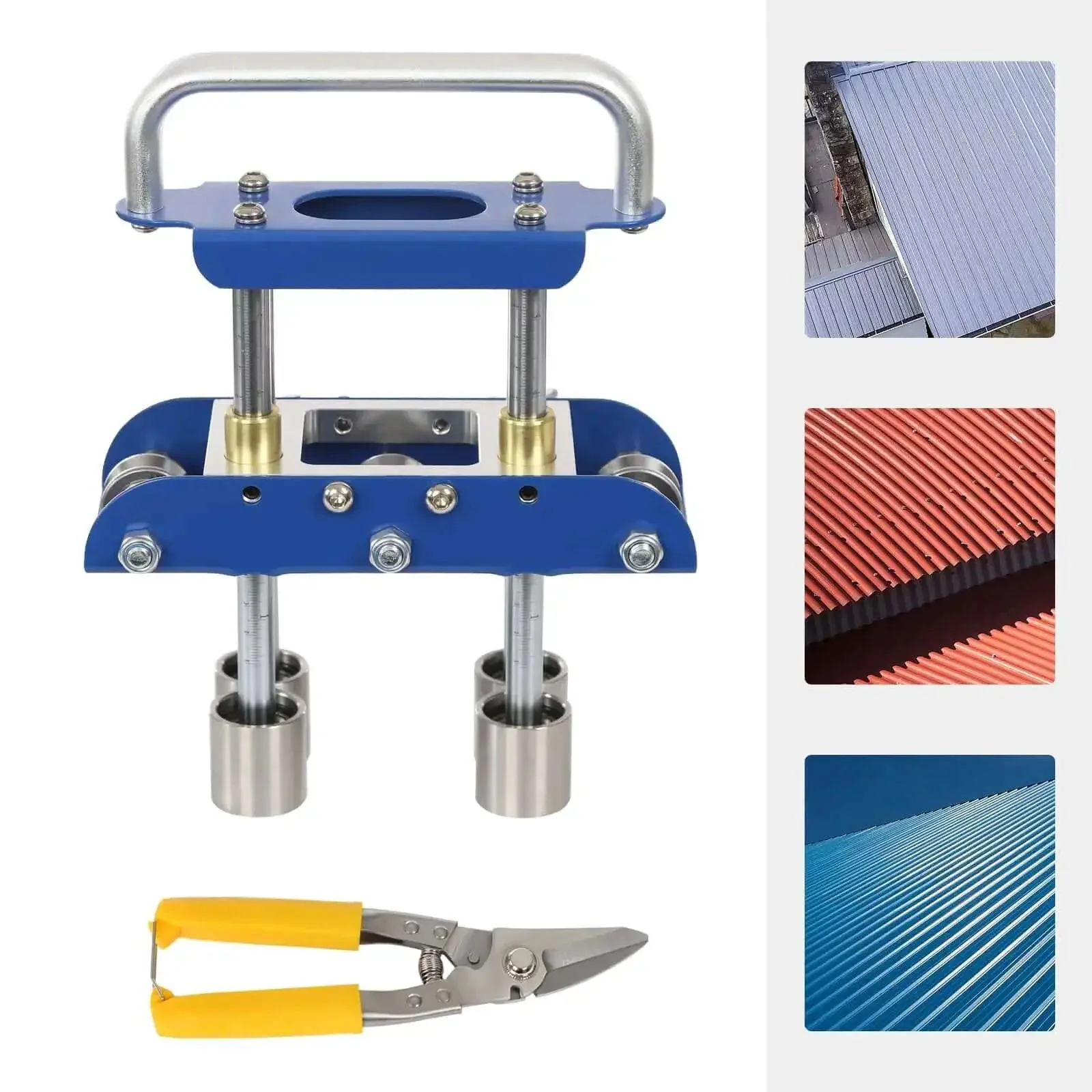Blue V-Shaped Edge Bead Roller Hand Sheet Metal Bender 0-90 Degree Flex Pro Grade Standing Seam Roofing Tool With Built In Scale For Easy 1/2 To 5 Inch 13-130mm Metal Roof Panel Bending - Image 7