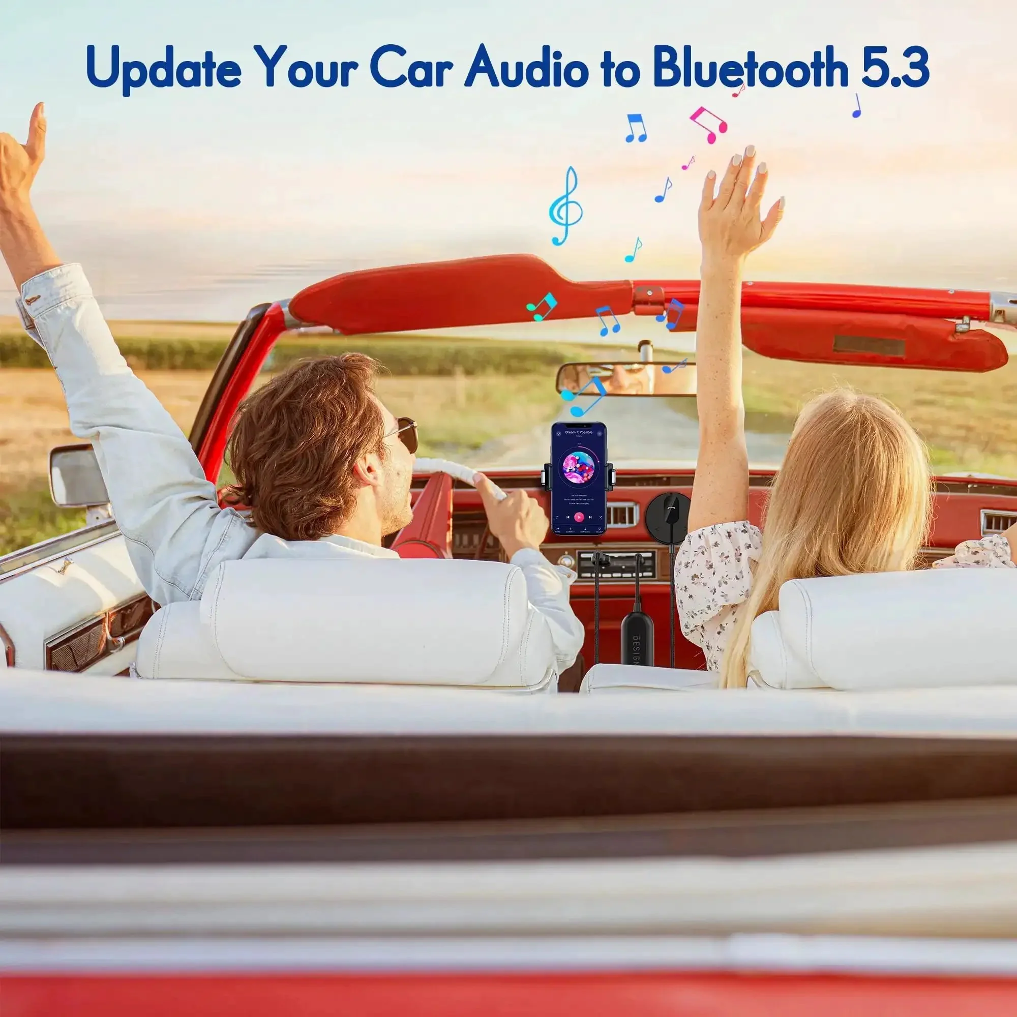Bluetooth Car Kit With Wireless Aux Receiver For Hands Free Calling And Music Streaming Ground Loop Noise Filter Upgraded To Version 5.3 For Low Power Works With Any Car Stereo Via Aux Port Easy Plug N Play - Image 2