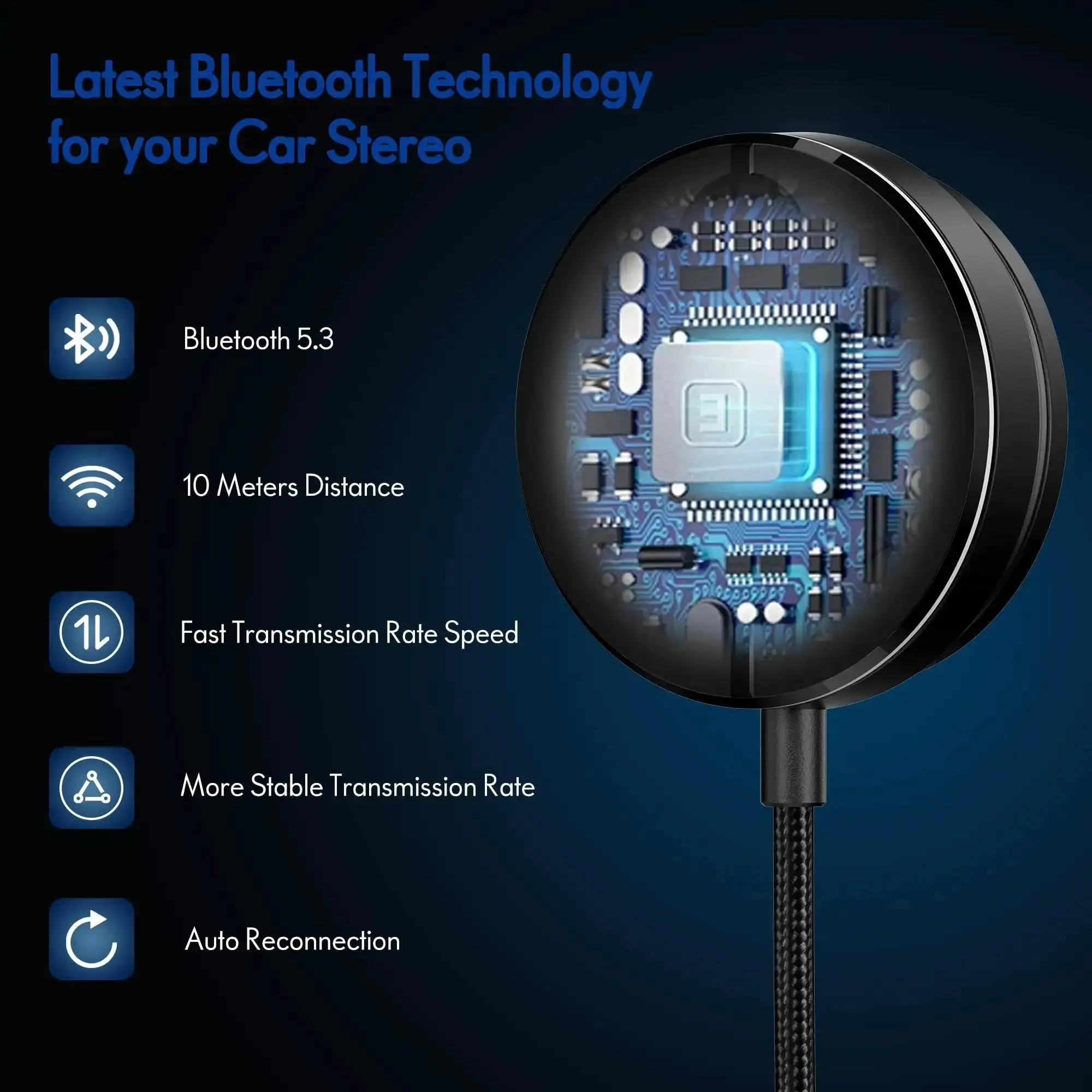 Bluetooth Car Kit With Wireless Aux Receiver For Hands Free Calling And Music Streaming Ground Loop Noise Filter Upgraded To Version 5.3 For Low Power Works With Any Car Stereo Via Aux Port Easy Plug N Play - Image 4