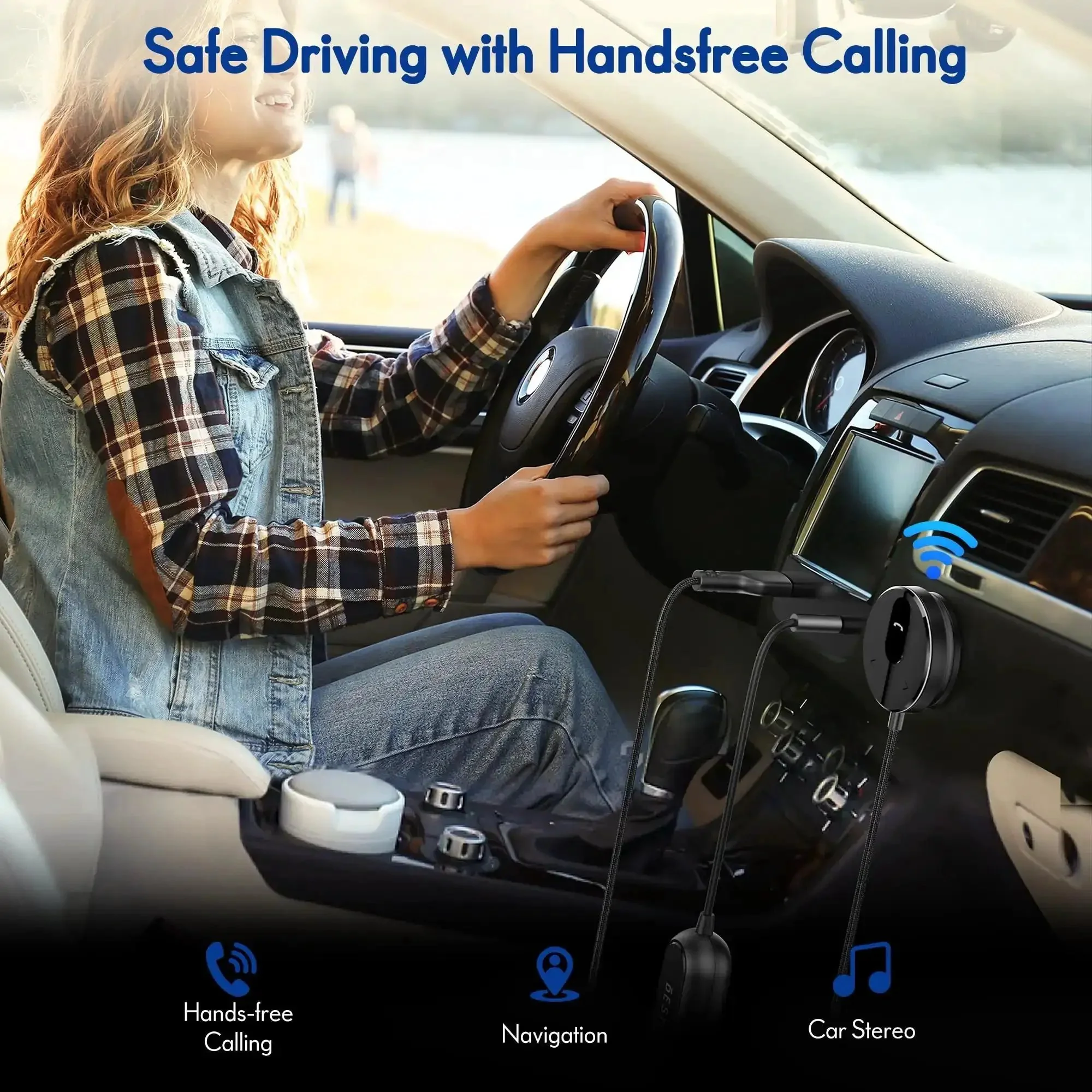 Bluetooth Car Kit With Wireless Aux Receiver For Hands Free Calling And Music Streaming Ground Loop Noise Filter Upgraded To Version 5.3 For Low Power Works With Any Car Stereo Via Aux Port Easy Plug N Play - Image 5