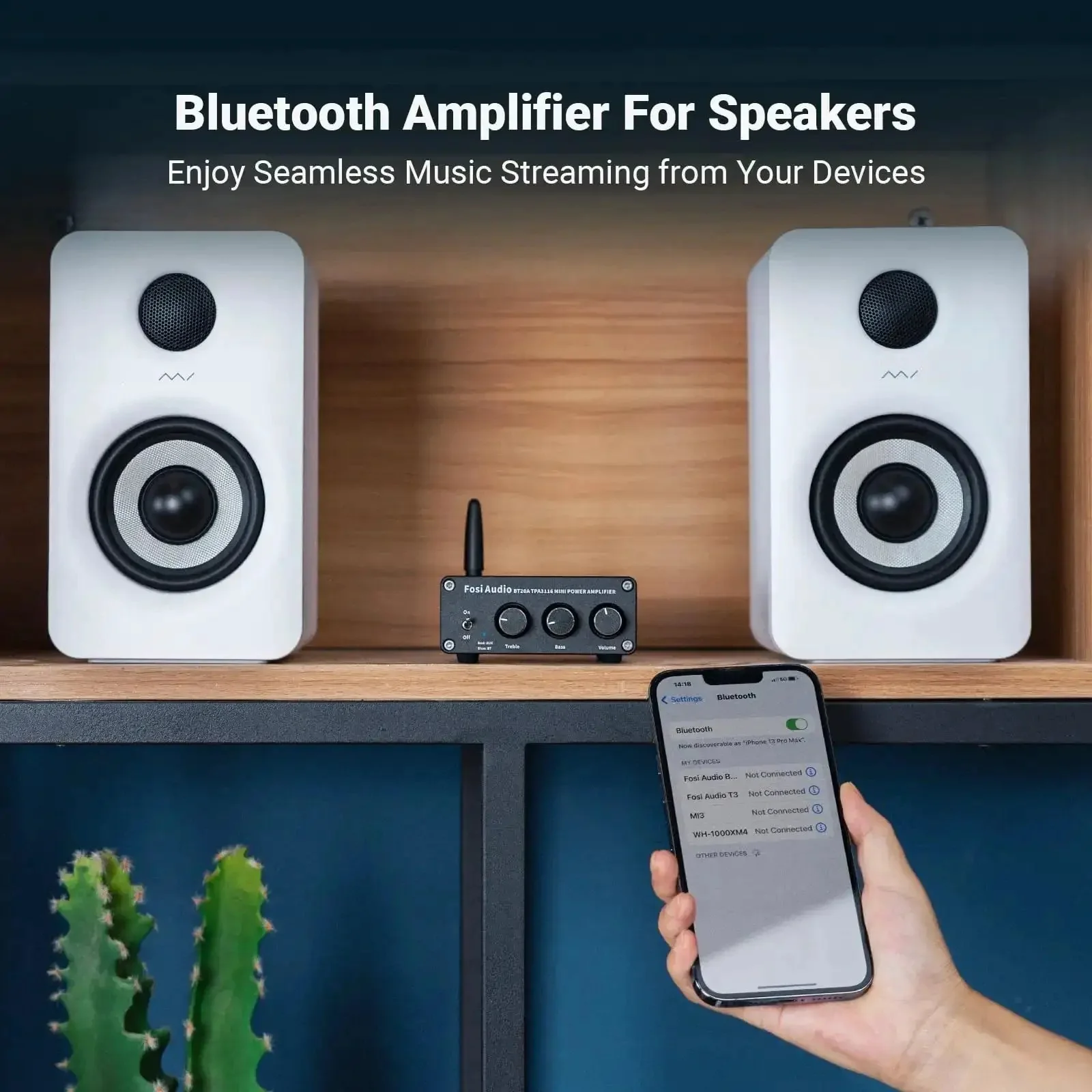Bluetooth Stereo Amplifier 100W Per Channel, 2 Channel Class D Power Amp For Passive Speakers, Compact Mini Receiver For Home Audio, Bookshelf, Garage, Indoor Outdoor Use - Image 8