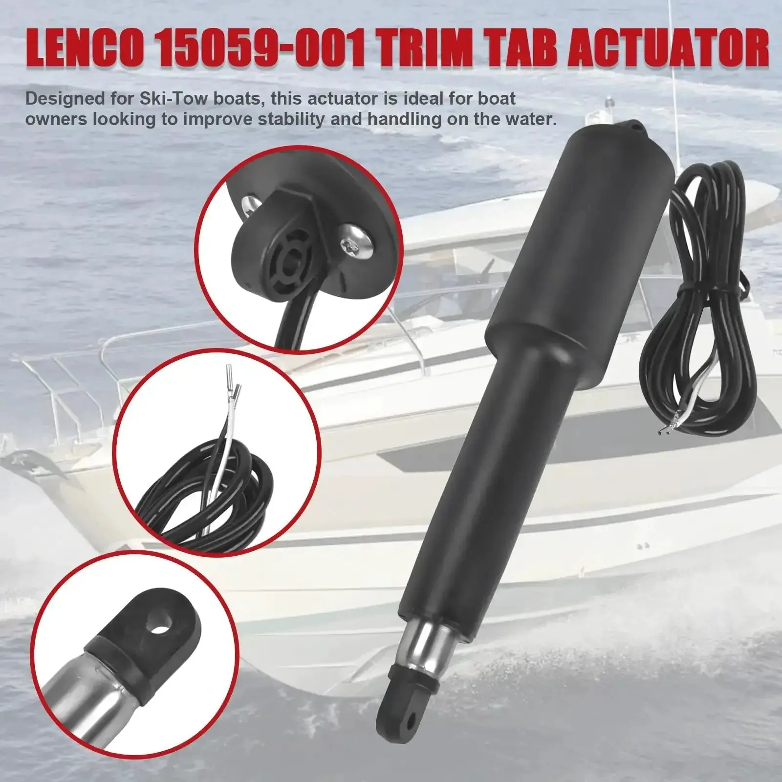 Boat Trim Tab Actuator Replacement For 102 Series Marine Trim Tabs, 12V 4-1/4 Inch Stroke, Direct Fit Beefy Heavy-Duty Replacement Part, Marine Grade Construction Corrosion Resistant Easy Plug-And-Play Install, 15059-001 - Image 5