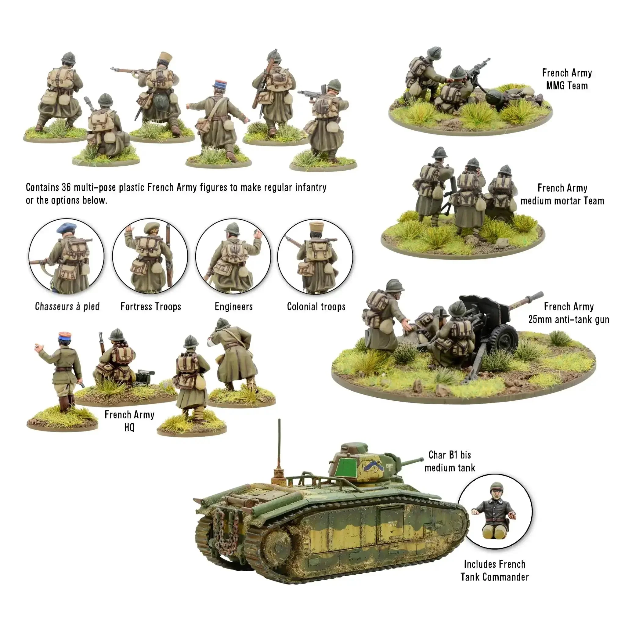 Bolt Action French Army Starter Army 1 To 56 Scale Tabletop Miniatures Plastic Paintable WWII Soldiers Set Unpainted 28mm Minifigures For Adults Gaming Figurines Pack - Image 5