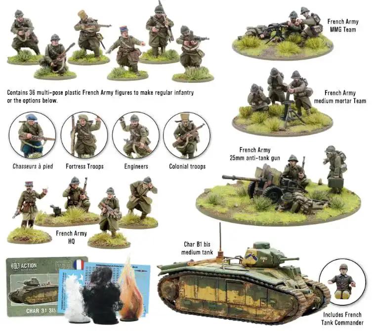 Bolt Action French Army Starter Army 1 To 56 Scale Tabletop Miniatures Plastic Paintable WWII Soldiers Set Unpainted 28mm Minifigures For Adults Gaming Figurines Pack - Image 6