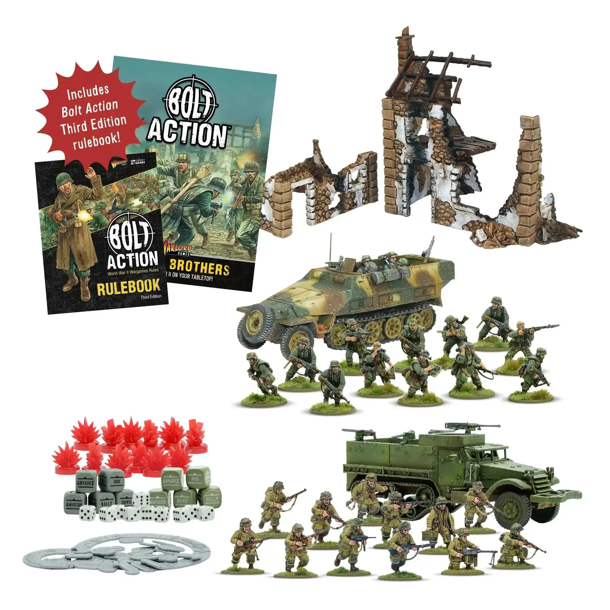 Bolt Action Third Edition Starter Set For WWII Tabletop Battle With 28mm US Airborne And German Grenadiers, SdKfz 251 Hanomag And M3 A1 Half Tracks, Rulebook And Field Manual, Miniatures Bundle For Two Or More Players Ready To Play - Image 9