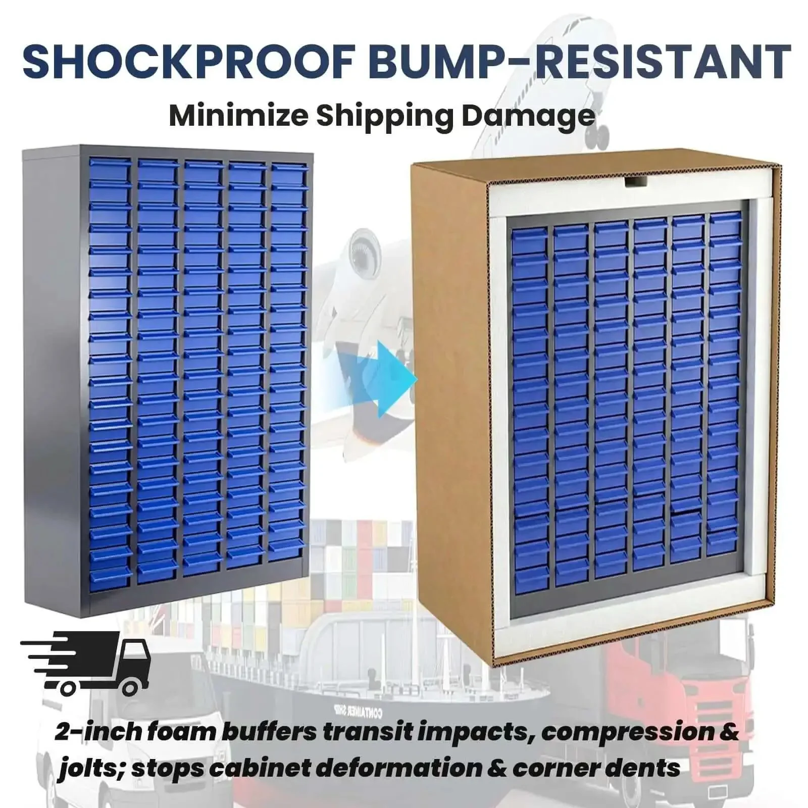 Boss Level Heavy Duty 100 Drawer Nut And Bolt Organizer Cabinet With Stainless Steel Build, Premium Small Parts Storage Shelves And Labels, Each Drawer 3.9 In D X 7.8 In W X 2 In H, Garage Ready For Workshop Or Home - Image 4