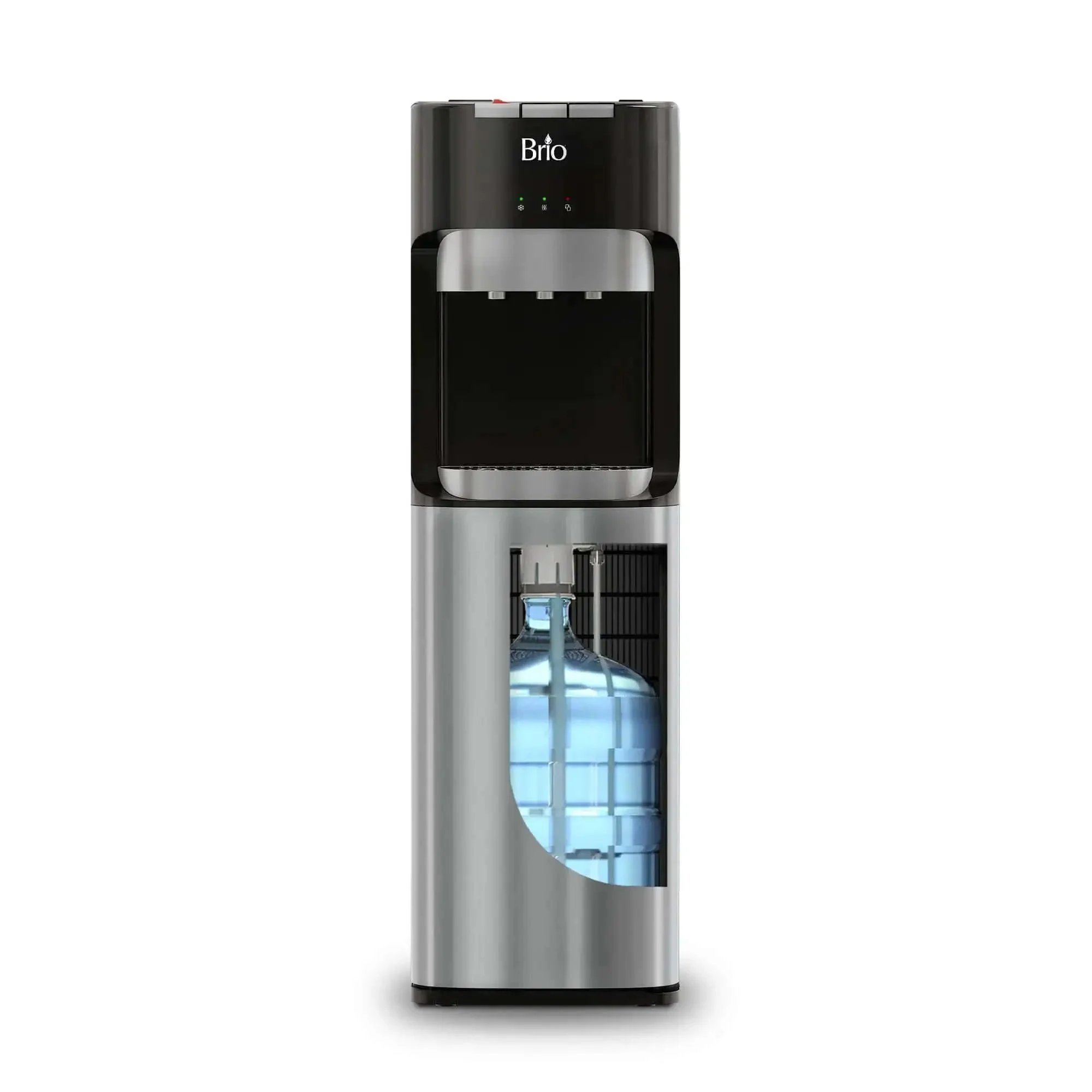 Bottom Load Water Dispenser For Five Gallon Bottles With Hot Cold And Room Temperature Water, Easy Lift Cabinet For No Fuss Bottle Changes, Child Safety Lock, LED Display And Empty Bottle Alert, Stainless Steel Finish