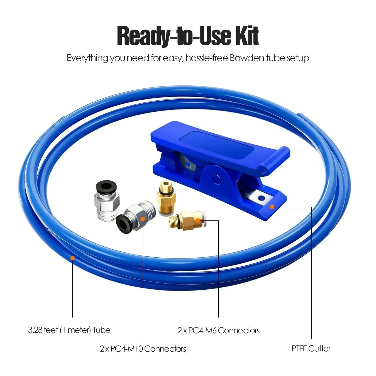 Bowden Tube Kit For 1.75mm Filament PTFE Tube With PC4 M10 And PC4 M6 Connectors Cutter Included 3D Printer Accessory For Creality Ender 3 Pro 3 V2 Ender 5 Pro CR 10 And More - Image 7
