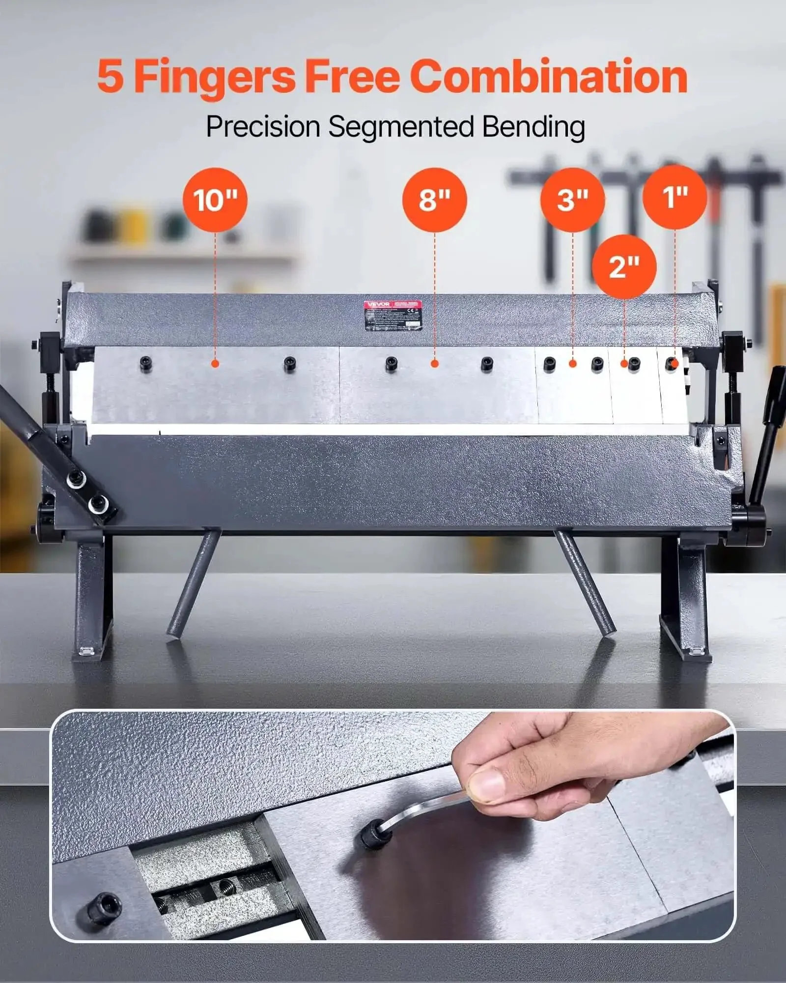 Box and Pan Brake 24 Inch Sheet Metal Bender, 16-Gauge Mild Steel Capacity, Adjustable 0 to 135 Degrees, Heavy-Duty Aluminum Folder with 5 Fingers for Precise Bends and DIY Projects - Image 7