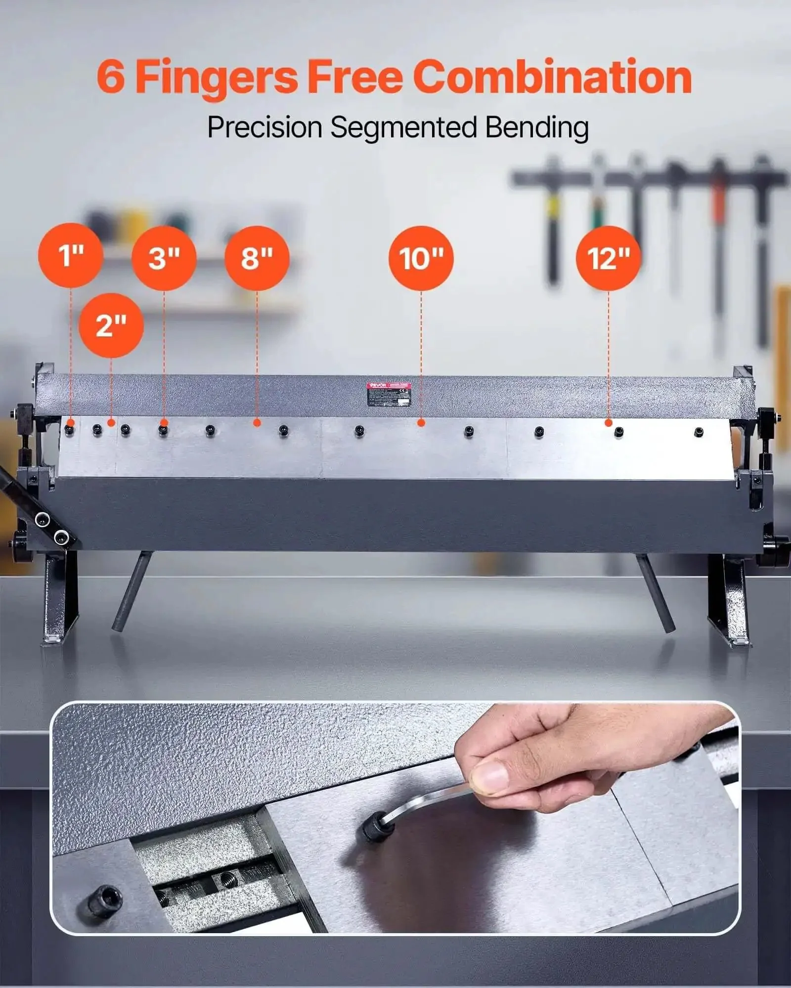 Box And Pan Brake 36 Inch Sheet Metal Bending Tool With 16 Gauge Mild Steel Capacity And 0 To 135 Degree Adjustable Angles Built Tough Aluminum Bender With Six Fingers For Precise Bends In Your Workshop - Image 7