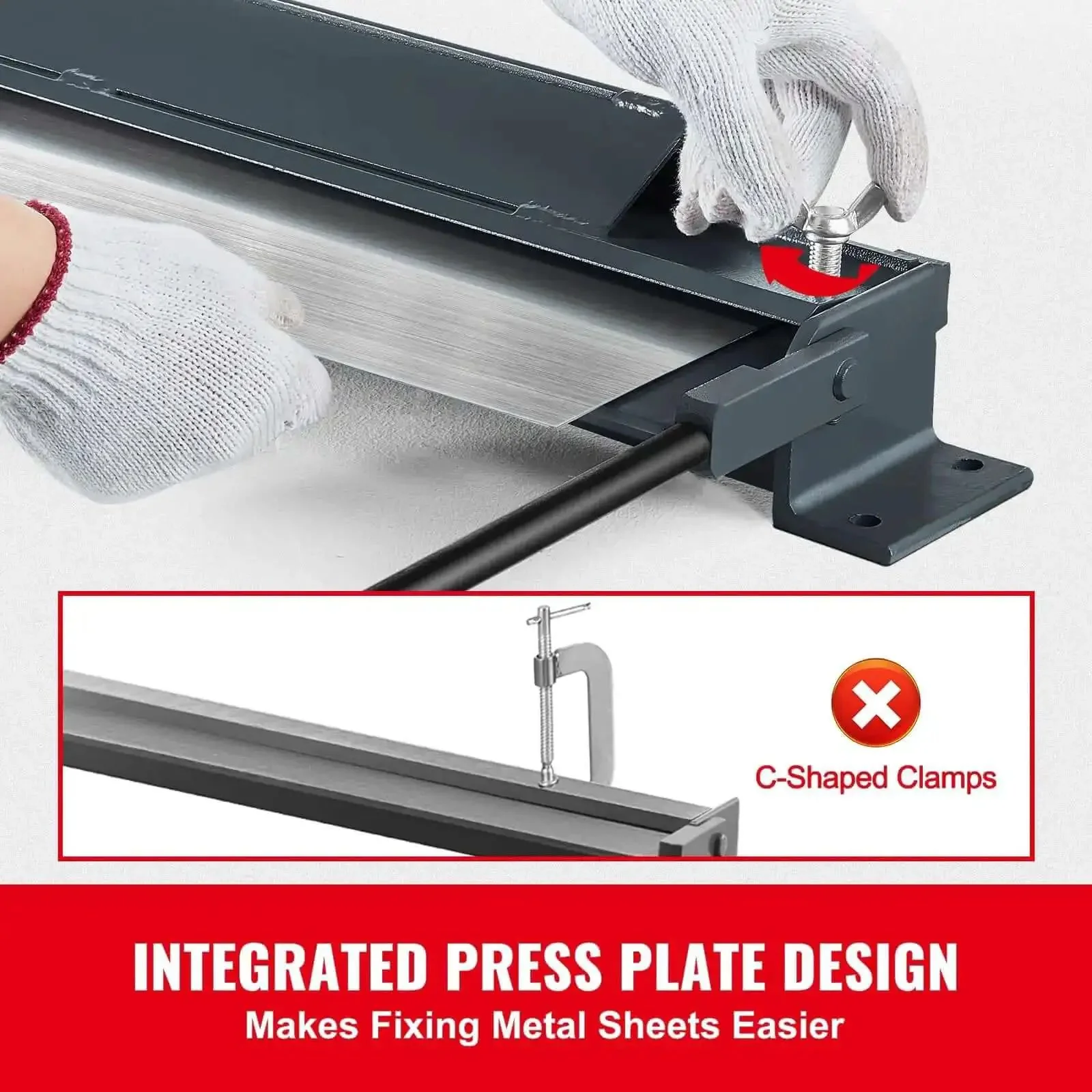 Box And Pan Brake 48 Inch Sheet Metal Bender For 0 To 130 Degree Bends Portable Mini Metal Brake For 20 Gauge Steel And 14 Gauge Aluminum Beefy Heavy Duty Power Handle Ideal For Home Shop Studio And Workshop For Metal Bending - Image 8