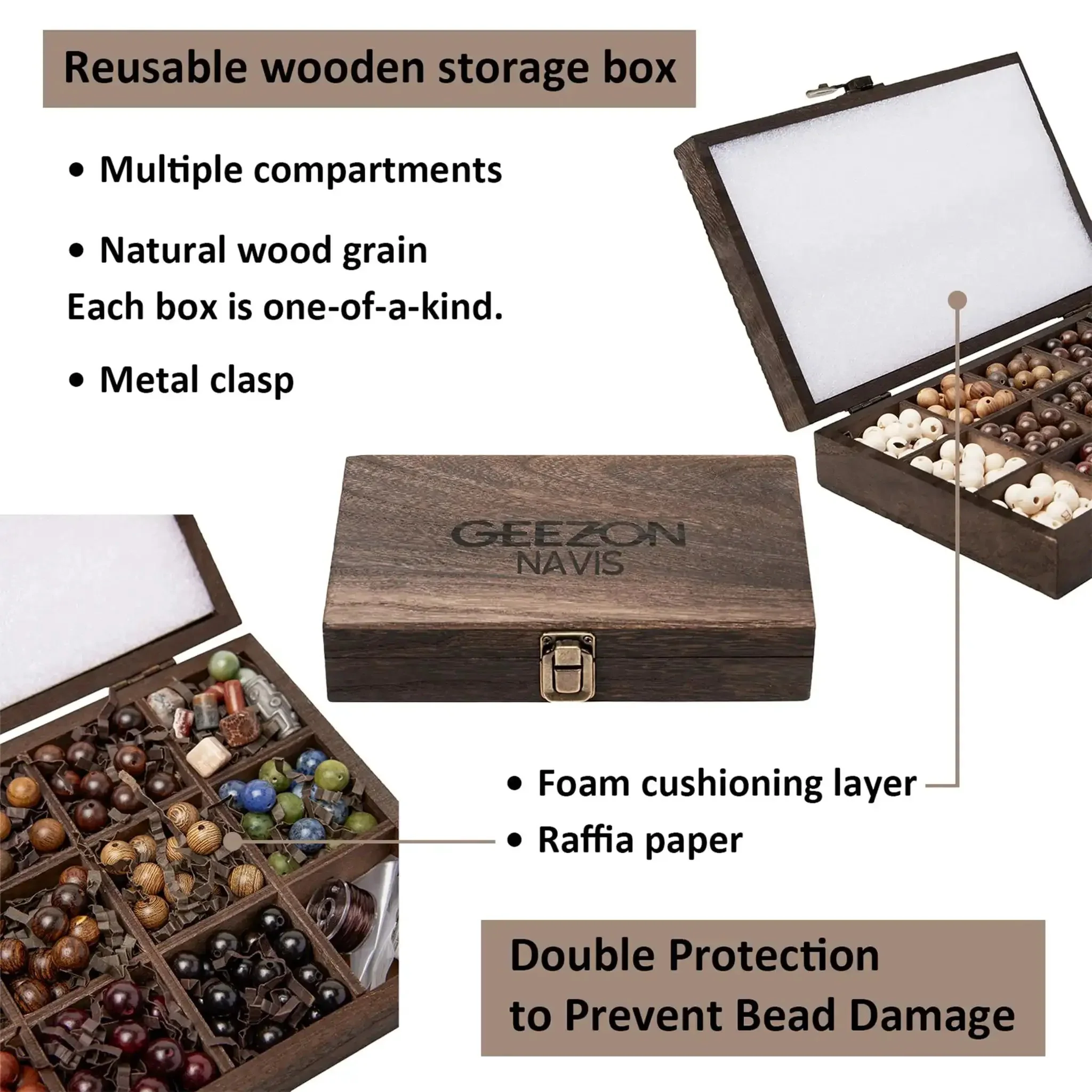 Bracelet Making Kit With 296 Beads, 10mm Natural Wooden Beads With Letters And Stone Beads, 16 Color Options, Easy DIY Jewelry Starter Kit For Adults, Great Birthday Gift Craft Project - Image 6