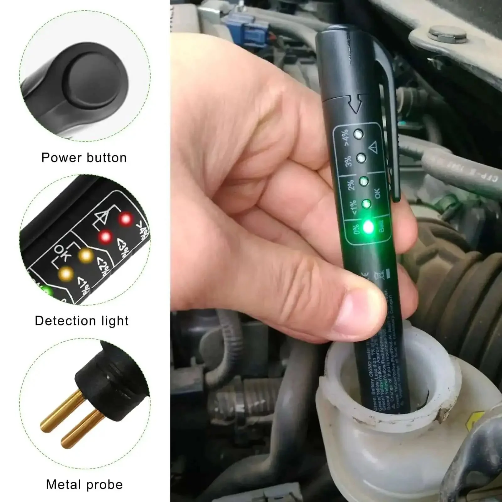 Brake Fluid Tester Pen DOT 3 DOT 4 DOT 5.1 Diagnostic Tool With 5 LED Indicators High Precision Hydraulic Fluid Moisture Analyzer For Vehicle Safety And Quick Fluid Health Check - Image 3