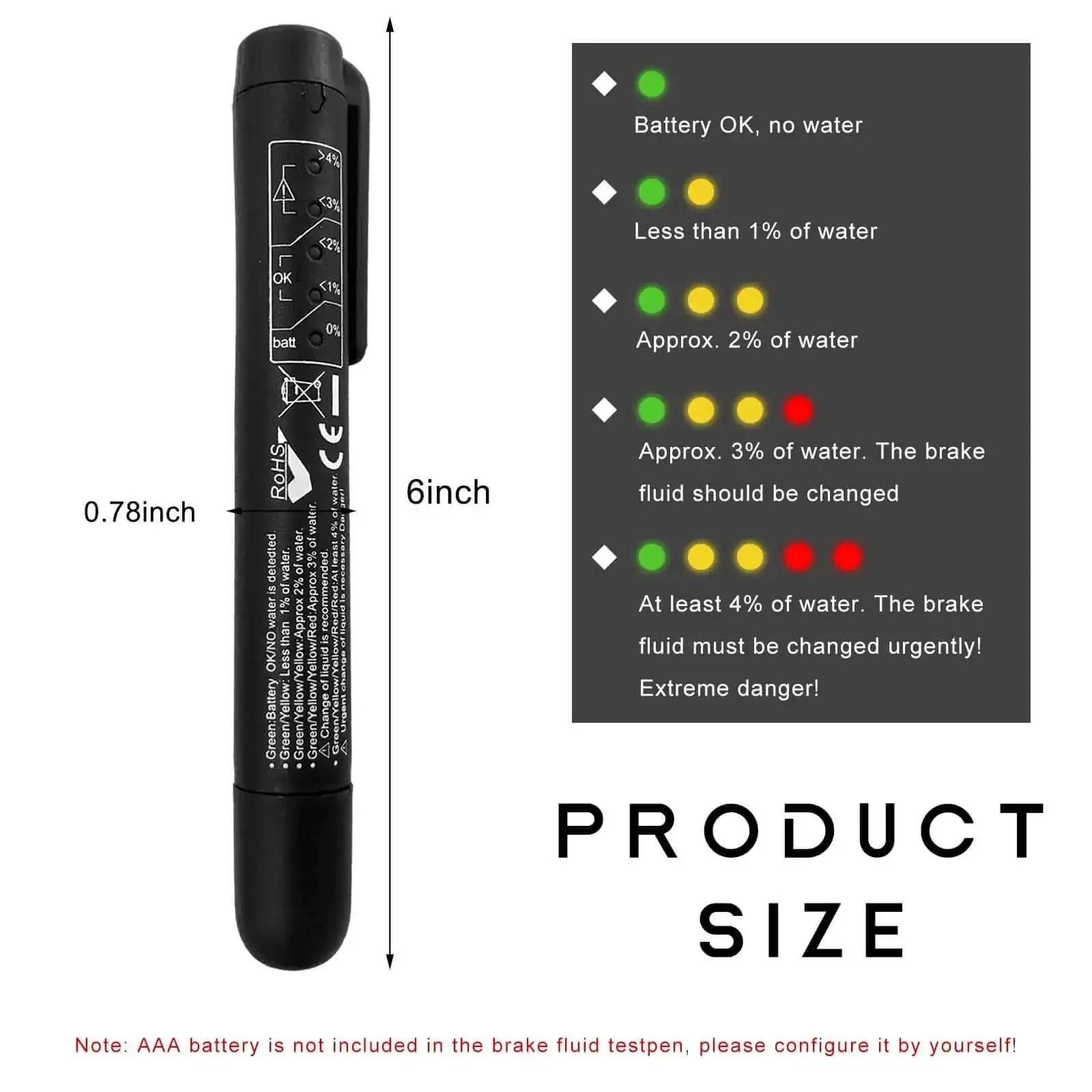 Brake Fluid Tester Pen DOT 3 DOT 4 DOT 5.1 Diagnostic Tool With 5 LED Indicators High Precision Hydraulic Fluid Moisture Analyzer For Vehicle Safety And Quick Fluid Health Check - Image 6