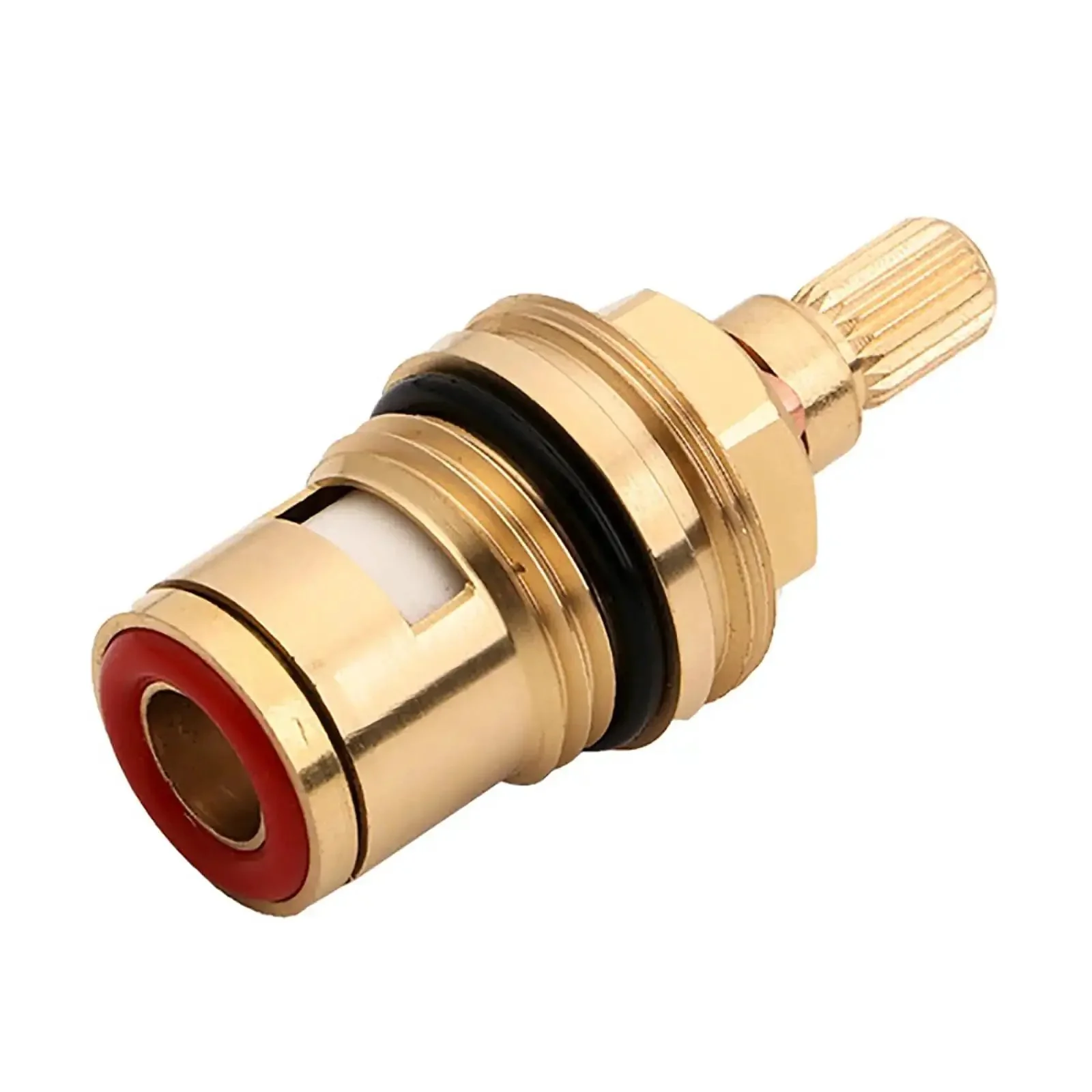 Brass Ceramic Disc Faucet Cartridge Replacement With 20 Spline Stem For Hot And Cold Water Two Valve Pack For Bathroom And Kitchen Taps Easy Install Durable Wear Resistant Tap Valve In Red And Blue - Image 5
