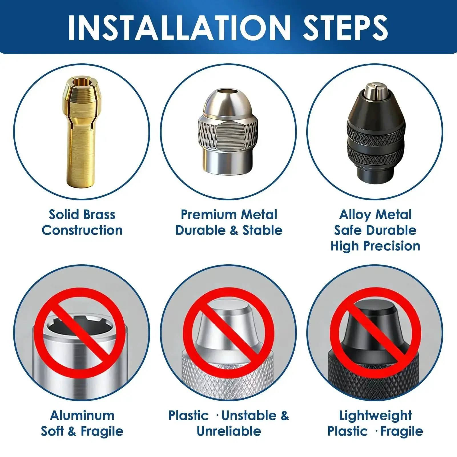 Brass Collet Set For Your Rotary Tool, 16 Pcs Drill Chuck And Collet Nut Kit, Easy Keyless Quick Change Accessory, Compatible With Dremel 3000 4000, 0.8 To 3.2 mm Shank Range - Image 6