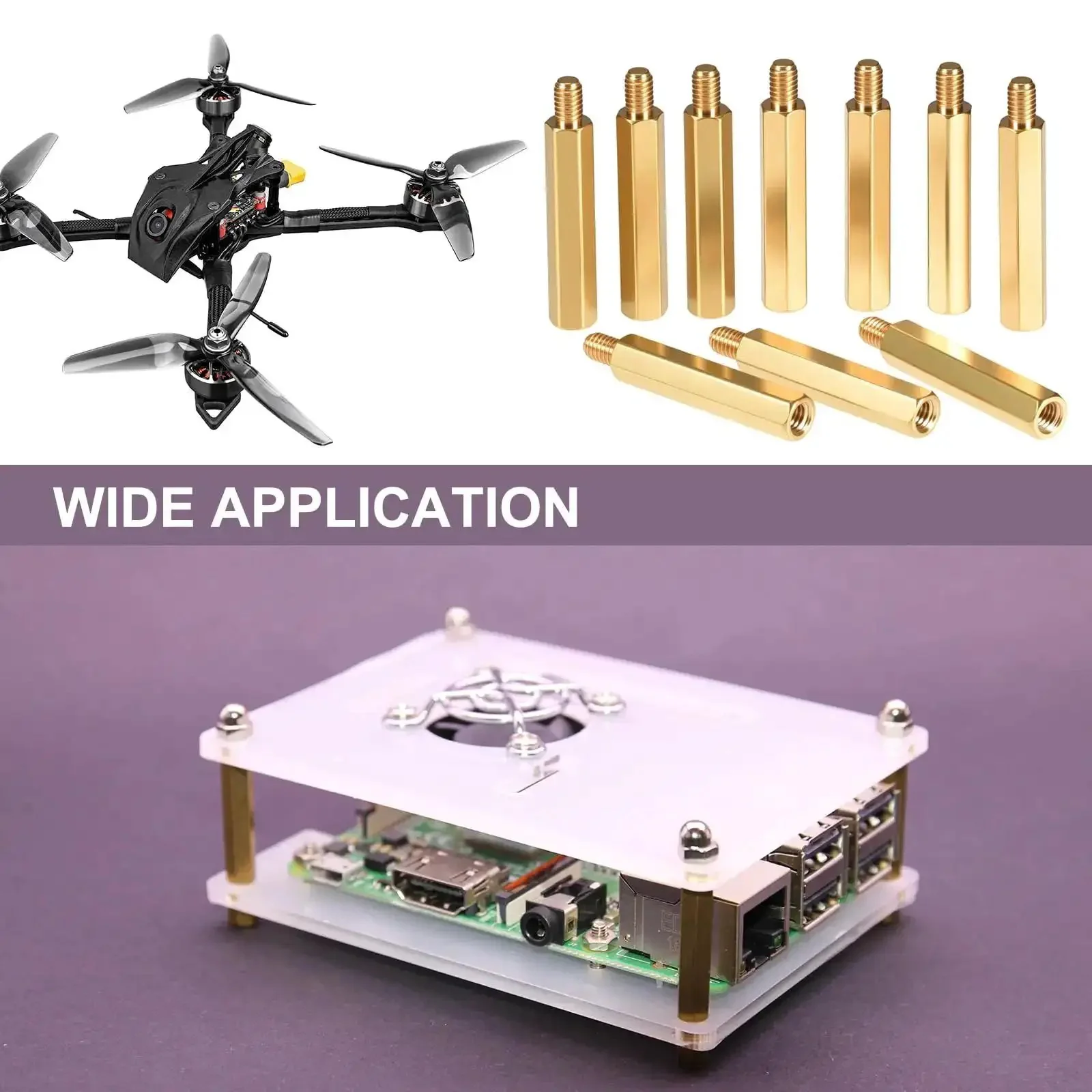 Brass Go-To M2.5x6Mm Plus 6Mm Male-Female Hex PCB Spacers Standoff Set for FPV Drones, Quadcopters, Computers and Circuit Boards, 100 Pieces, Corrosion-Resistant and Easy To Use - Image 3