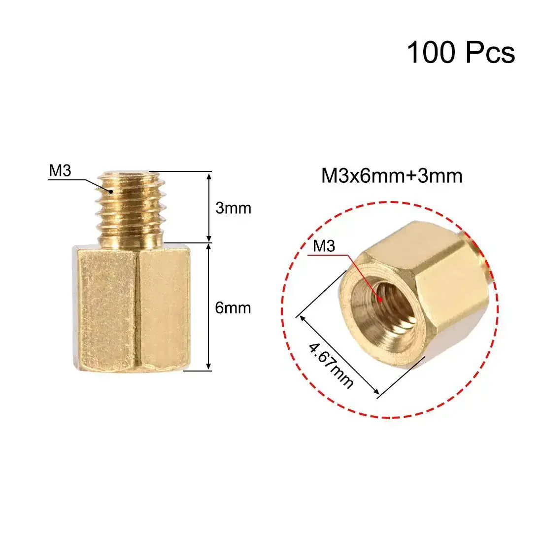 Brass Hex PCB Spacer Standoff M3 By 6Mm And 3Mm Male Female For FPV Drone Quadcopter Computer And Circuit Board Durable Corrosion Resistant Hardware Great For DIY Electronics Projects 100 Pieces - Image 5