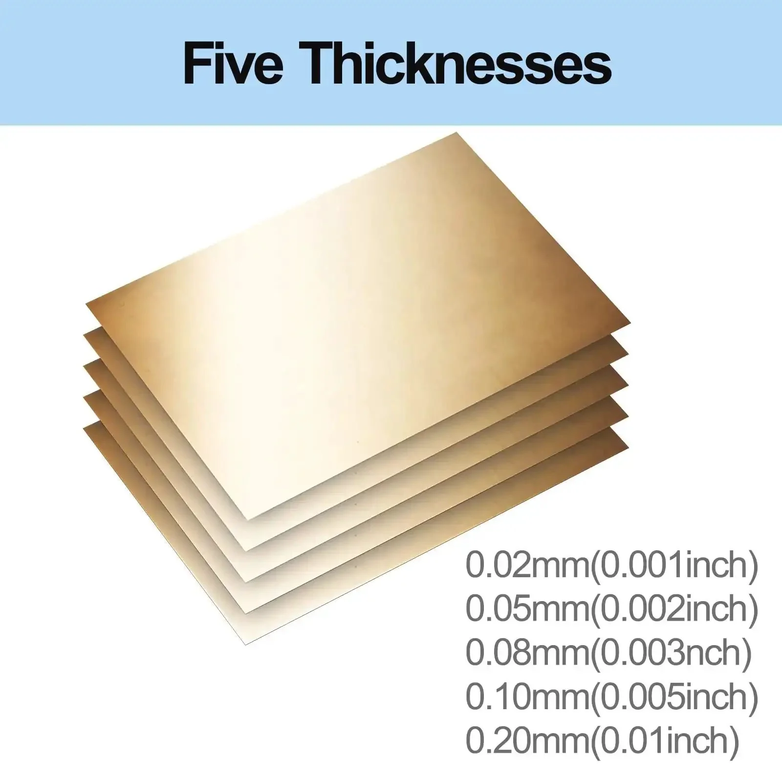 Brass Shim Stock Assortment Set 6 Inch By 4 Inch For Home Shop Projects, Five Thicknesses 0.001 0.002 0.003 0.005 And 0.01 Inch, Polished Brass Sheets, Handy For Jewelry Making, Model Building, And Repairs - Image 4